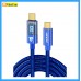 SuperV RT4-30-BK  TYPE-C to TYPE-C 30cm PD100W LED 數字顯示 十字編織線材  (BLUE)